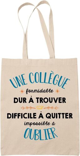 SJZG-Tote Bag Formidable Collègue Beige| Idée Cadeau Travail Boulot Métier Départ Retraite Collègue Femme Sac Cabas Réutilisable
