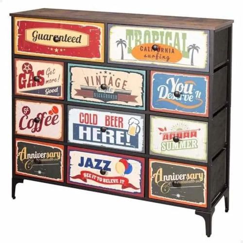 Commode - Aktive - Vintage - 103x30x98 Cm - 11 Tiroirs - Structure En Métal