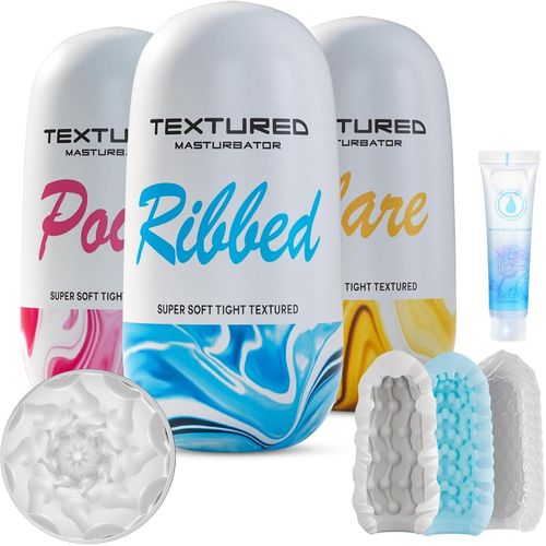 Masturbeuse Homme Sex Toys - 3 Masturbateurs Masculins Simulé Poche Chatte Vaginette Ultra Réaliste Sextoy, 3 Silicone Textures Tridimensionnelles Masturbateur Couple & Femme Plaisir Objet Toy