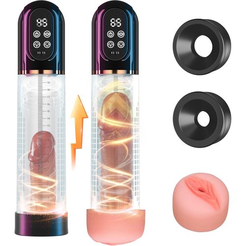 Pump Sex Toys Male Masturbator, Adult Toy Electric Vacuum Pump For With Pocket Pussy 4+3 Suction Modes, Sextoy Vacuum Pump Extender With 2 Silicone Rings