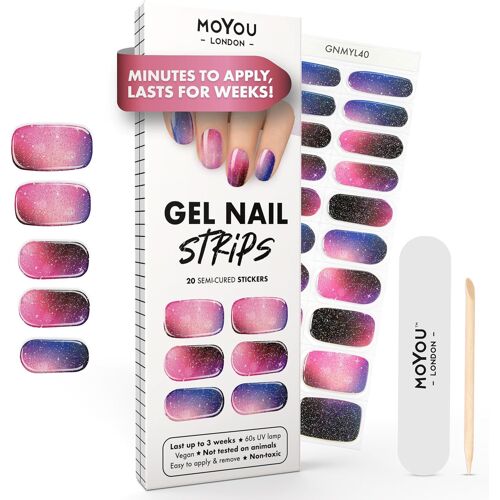 Self Adhesive Nail Stickers Semi-Cured Gel Nail Stickers Uv/Led Lamp Required 20 Gel Nail Polish Wraps Nail Art Stickers - Far Far Away 