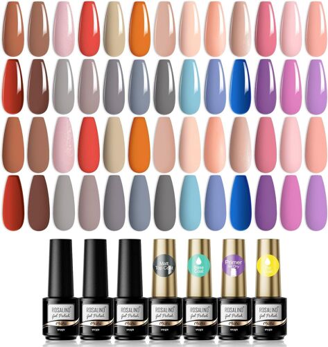 30 X Semi-Permanent Uv Gel Nail Polish Kit, 26 Colours Soak Off Nail Polish Brown Grey Black Nude Pink Purple Purple Nail Polish With Base And Top Coat, Matt Top Coat & Primer 