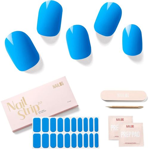 Nail Stickers 20 X Semi-Permanent Gel Polish Adhesive Extra Long Glossy And Durable Nail Art Decal Strip Nail Stickers For Women Girls, Butterfly Blue 