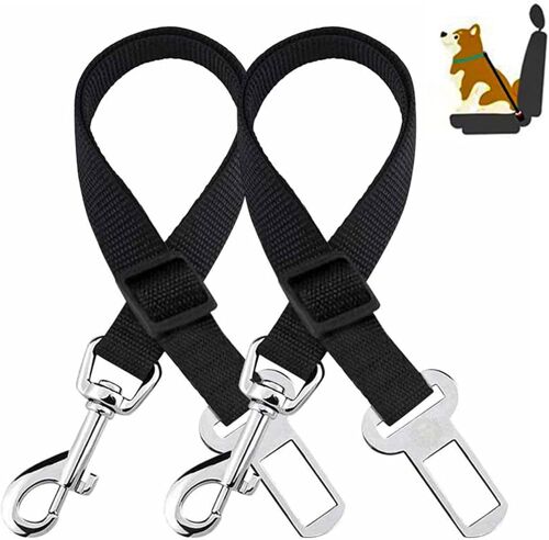 2 X Universal Dog Car Seat Belt Harness Adjustable Seat Belt For All Dogs And Cats, Black