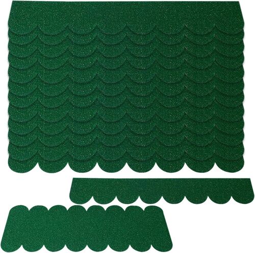 53pcs Mini Self-Adhesive Waterproof Roof Shingles For Nesting Box Roofs, Hutches And Mailboxes (Green)