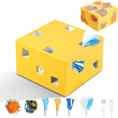 3 in 1 MigiBox Electric Interactive 12 Holes MigiBox Secret Under-Skin Emerging Cardboard Toy for Bored Cats Rechargeable 8pcs Accessories