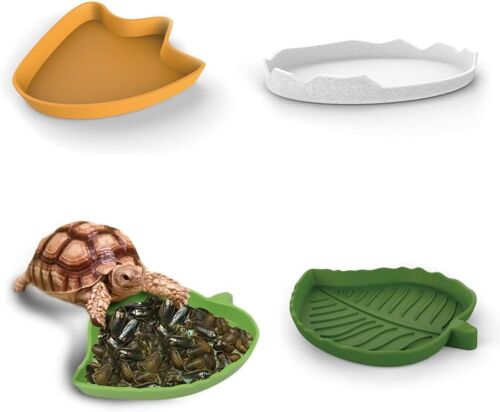 3 Pieces Leaf Shaped Water Food Bowls, Reptile Food Bowl, Accessory Turtle Accessory, Reptiles Feeding Bowl, Flat Turtle Drinker, Turtle Bowl