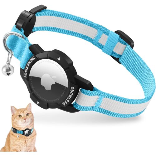 Luminous Airtag Cat Collar, Accessory Compatible With Apple Airtag, Collar With Safety Buckle And Elastic Anti-Strangulation (Blue, Kitten 18-26 Cm)