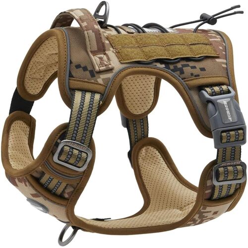 Anti-Pull Dog Harness, Tactical Dog Harness Breathable Adjustable Easy To Put On For Small Medium Dogs, Durable Reflective Vest Military Material Size M, Desert Camo