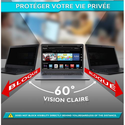 CAUC-Filtre de Confidentialité 16 Pouces 16:10 pour PC Portable - Protecteur d'Écran Anti-Regard/Pare-vue Latéral, Compatible Dell XPS, HP EliteBook, Lenovo Thinkpad