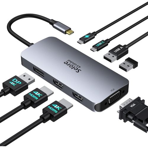 Dock USB C Docking Station USB C Double Moniteur,8 en 1 HUB USB C Dual HDMI et Displayport/VGA,PD 100W,USB C 2.0,2*USB 2.0,Stations d'accueil USB C Multiport pour MacBook Dell Lenovo Microsoft.[M306]
