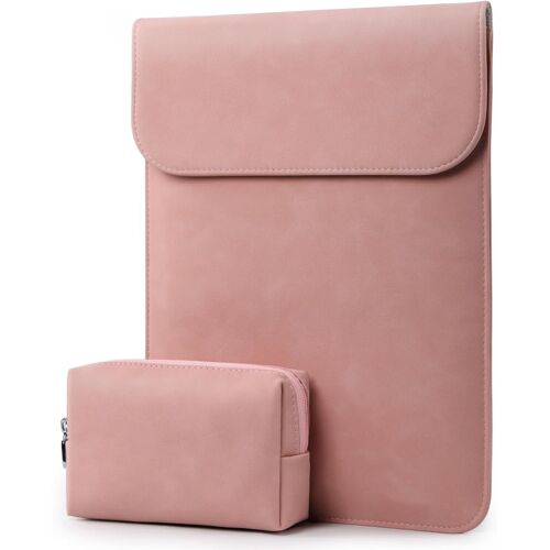 15 Inch Laptop Case For Macbook Air 15 M4 A3241 M3 M2 2025-2023, 15 Inch Surface Laptop 7/6/5/4/3, Macbook Pro 15 2019-2016, Faux Suede Case With Small Bag, Pink