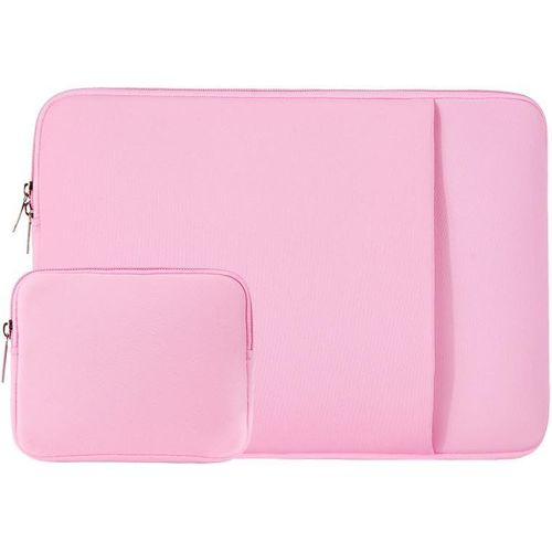 15.6 Inch Laptop Sleeve Protective Carrying Bag with Front Pocket & Accessory Pouch Compatible with 15.6 Inch Notebook Ultrabook Chromebook (Pink)