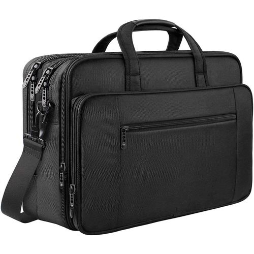 TIANYI-Sacoche Ordinateur Portable 17 Pouces, Grande Mallette d'Affaires pour Hommes et Femmes, Sac à Bandoulière Extensible étanche Multifonctionnelle pour Ordinateur Portable, Tablette, Noir
