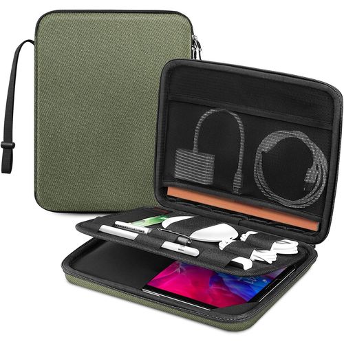 Finpac Housse Pour 2025 11 Pouces Ipad A16/ Air M3, 2024 11"" Ipad Pro M4/ Air M2, 11"" Ipad Pro 2022-2018, 10,9"" Ipad & Ipad Air 5/4, Sacoche Avec Organisateur D'accessoires Pour 11"" Samsung Tab A9+