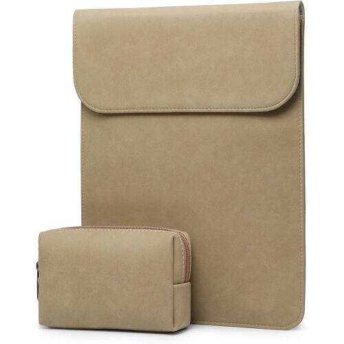 15 Inch Laptop Case for MacBook Air 15 M4 A3241 M3 M2 2025-2023, 15 Inch Surface Laptop 7/6/5/4/3, MacBook Pro 15 2019-2016, Faux Suede Case with Small Bag, Khaki