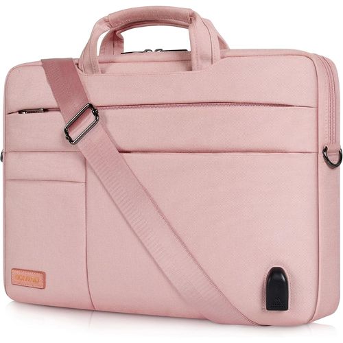 TIANYI-17 Pouces Grande Sacoche pour Ordinateur Portable Housse Sac avec Port de Chargeur USB Externe Sacoche Bandoulière pour 17-17.3"" Notebook/Dell/Lenovo/HP/ASUS, Rose 1