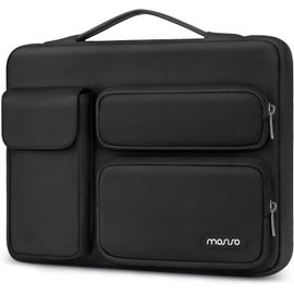 Housse Ordinateur 15 Pouces Compatible Avec Macbook Air M4 A3241 M3 A3114 M2 A2941 2025-2023, Dell Xps 15,Pochette Pc Ouvert Latérale Avec 2 Surélevées&1 Poche À Rabat,Noir