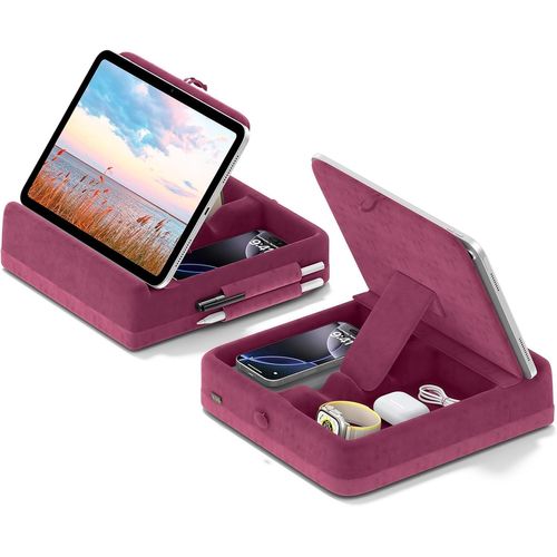 Wqs-Coussin Support Tablette Avec Rangement, Support Tablette Lit Pliable, Support Livre Ouvert Pour Lit, Genoux, Bureau, Support Ipad Pour Ipad Pro 12.9, 10.5, 11, Air, Téléphones, Livres, Violet