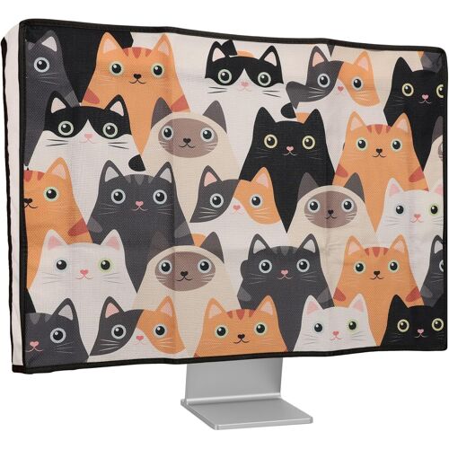 Computer Screen Cover Compatible with 24-26 Inch Monitor Screen Cover - Linen Screen Protector PC Monitor - Orange-Black-White