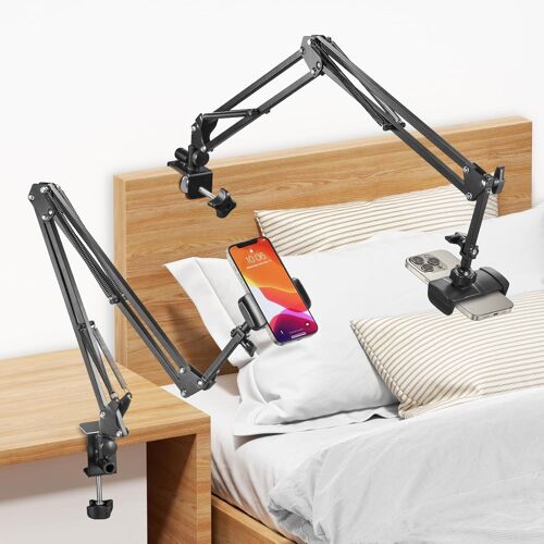 Cell Phone Holder For Bed, Gooseneck - Long Arm Flexible For Cell Phone Iphone 15 14 Pro Max Plus, Se, 13 12 Pro Max Mini, 11, X Xs 8 7, Galaxy S23 S22, Smartphone 4-7 Inch