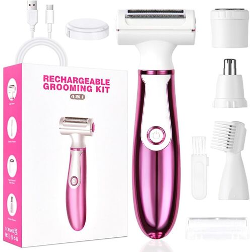 Oayew-Rasoir Électrique Femme, 4 En 1 Rasoir Indolore Rechargeable, Tondeuse Femme Indolore, Rasoir Femme Sans Fil, Épilateur Électrique Femme, Pour La Visage, Bras, Jambes, Aisselles, Bikini