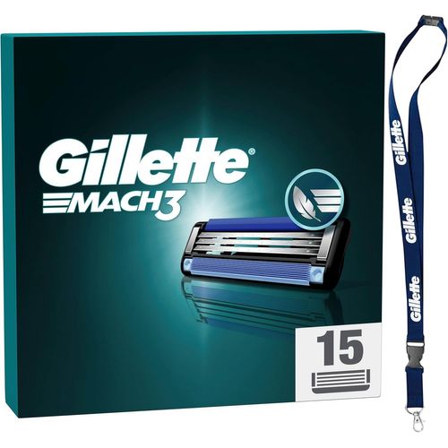 15 Recharges De Lames De Rasoir Homme Mach3 Originelles, Pack De Cartouches Avec Un Porte-Clés, 3 Lames Affutées Et Bande Lubrifiante Pour Un Rasage Manuel Du Visage Confortable[Z476] 