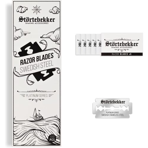 Störtebekkerrazor Blades - 100 Sharp Blades For Safety Razors And Choux Cutters - Swedish Stainless Steel Safety Pack - Sensitive Skin | For Men 