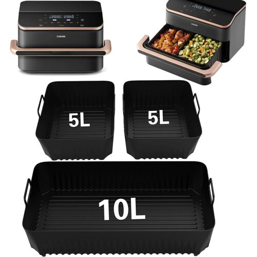 Moule Silicone Air Fryer pour Cosori Air Fryer 10L Twinfry, 3PCS Moule Air Fryer Accessoires, Plat Airfryer Air Fryer Moule pour Airfryer Cosori 10L