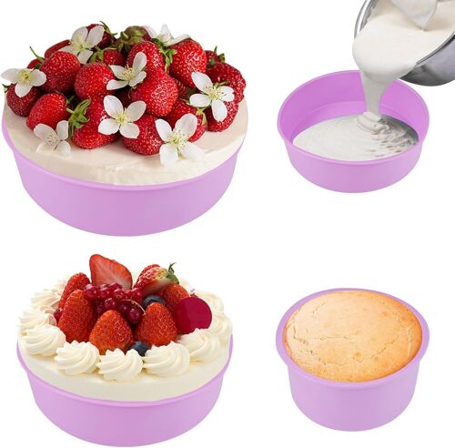 Ershi-3 Pièces Silicone Antiadhésif Moule Layer Cake Rond, 10/15/20cm Moule A Gateau Silicone Rond, Moule Gateau Silicone Rond Fle[6411]