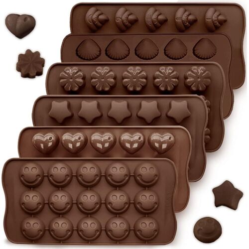 Jexnovashop-6 Pièces Moules À Chocolat En Silicone, Bonbons Moule Gelée Moule Antiadhésif Casseroles De Cuisine Bacs À Glaçons Pour La Fête Festival - 6 Formes