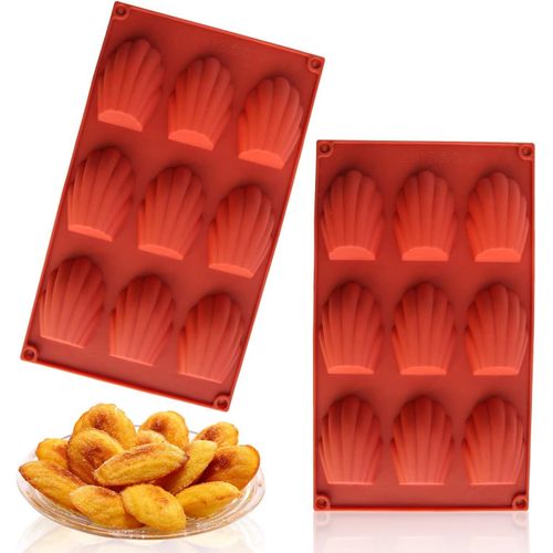 2pcs Moule Madeleine Silicone - Aqsacokiya - 9 Cavités - Réutilisable - Moule À Madeleine Pour Gâteau,Chocolat,Bonbons,Biscuit