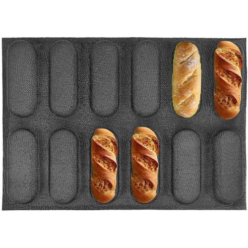 KALANKA-Moule à en silicone, anti-adhésif, à 12 , pour baguettes, tôle, hot dog, 40 x 30 x 2,2 cm