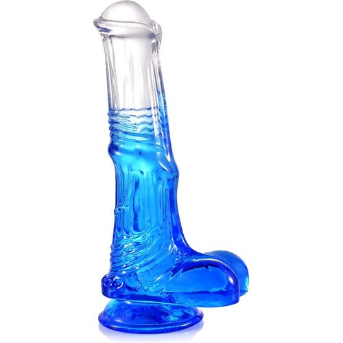 Gode Cheval,18,5 Cm Petit Gode Dragon Transparent Bleu Dégradé,Puissante Ventouse Godemichés Sex Toy¿S Femme,Sex Toy Pour Femmes Hommes Gay Couple