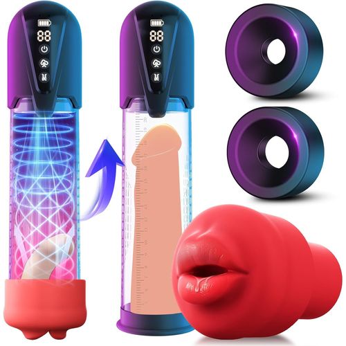 Pompe À Pénis Sex Toy¿S Homme Masturbateurs Masculins Avec 4 D'aspiration& 6 Modes Entraînement,Vakuum Pumpe Pompe Pénis Vibromasseurs Avec Vaginette Silicone, Sextoy Homme Masturbateur