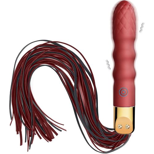 Kalanka-Fouet Bdsm Avec Manche Vibrant Fouet Sexy Érotique 2 En 1 Gode Vibro-Masseur Avec 10 Modes Vibration Pour Stimulation Prostate Et Massage Point G Martinet Sexy Adulte Sex Toy¿S Couple