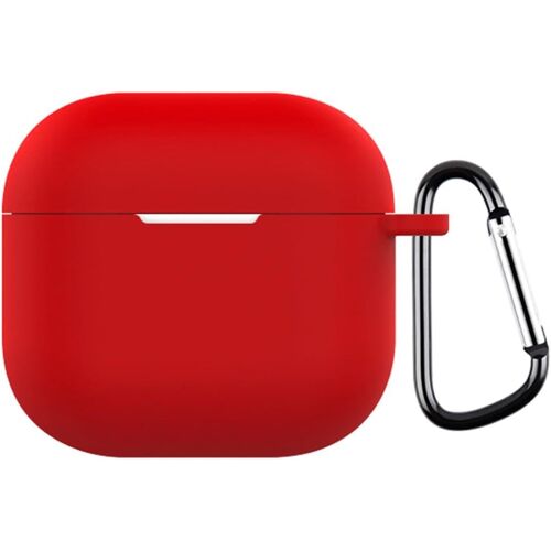Coque pour AirPods 4, Souple Silicone Anti-Choc&Anti-Rayures avec Mousqueton Compatible avec Les AirPods 4 Housse (Rouge)