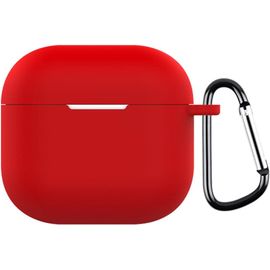 Coque pour AirPods 4, Souple Silicone Anti-Choc&Anti-Rayures avec Mousqueton Compatible avec Les AirPods 4 Housse (Rouge)