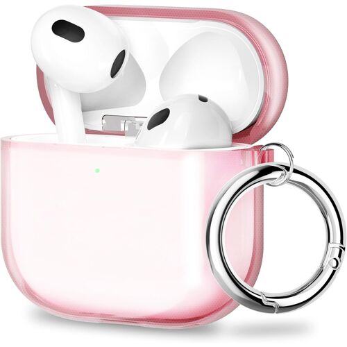 Coque de protection pour Airpods 4, coque de protection en TPU souple transparent antichoc avec porte-clés pour Airpods 4 [LED avant visible] ¿ Rose