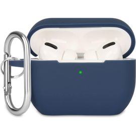 Coque Étui Protecteur Compatible avec AirPods Pro Case, Housse de Protection en Silicone Anti-Choc, Souple, Antidérapant Etui de Protection pour Airpods Pro 2019 avec Mousqueton, Midnight Blue