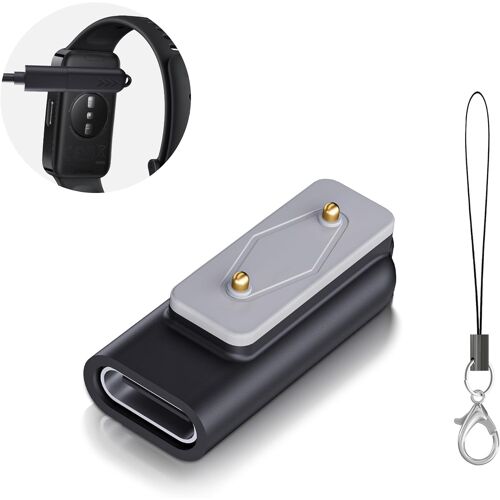 1 pièce USB C Adapter Compatible pour 5V/1A Adaptateur de Charge Portable pour Samsung Galaxy Fit 3/ Huawei Watch fit 3/2/fit/fit/mini, Huawei Band9/8/7/6/6 Pro/Honor Band 9/7/6/ES- Noir
