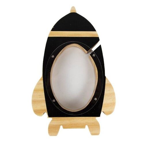 Tirelire en bois en forme de vaisseau spatial - Un outil éducatif et amusant pour économiser de l'argent, une décoration élégante et durable en pin.