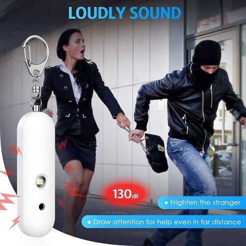 Porte-clés d'alarme personnel compact avec deux haut-parleurs, sirène 140 dB, lampe torche LED, résistant aux intempéries, idéal pour la sécurité et l'autodéfense