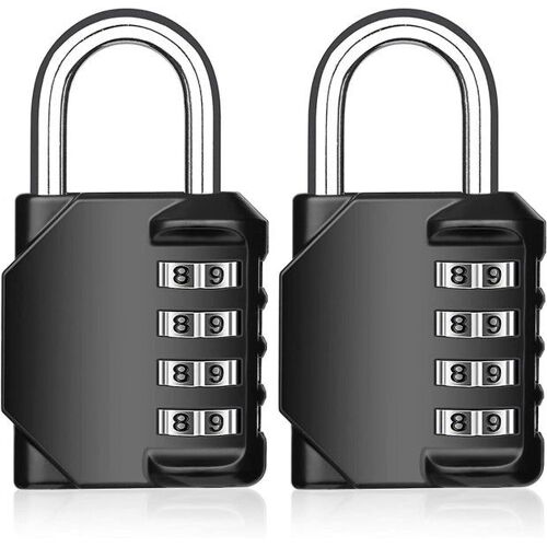 Lot de 2 cadenas à combinaison à 4 chiffres sécurisés - Étanches, antirouille et réinitialisables pour la salle de sport, les voyages et l'utilisation quotidienne