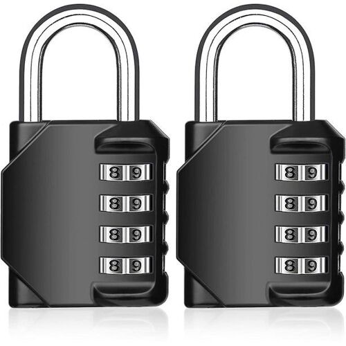 Lot de 2 cadenas à combinaison réinitialisable à 4 chiffres pour salle de sport, bagages et casiers - Conception durable en alliage de zinc