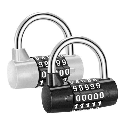 Lot de 2 cadenas à code à 5 chiffres ¿ Sécurité élégante et durable pour casiers, portes et sacs à main, noir et argent