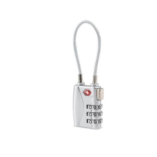 Câble Antivol À Combinaison À 3 Chiffres Approuvé Par La Tsa Pour Bagages, Boîtes À Outils Et Sacs À Dos - Alliage De Zinc Durable, Argent
