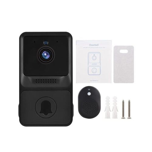 Sonnette Ring WiFi HD sans fil avec vision nocturne, audio bidirectionnel et stockage cloud pour une sécurité renforcée à domicile