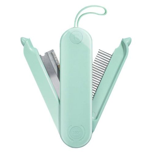 Peigne D'épilation 2 En 1 Vert Pour Chiens Et Chats - Outil De Toilettage Durable Et Pliable Pour La Mue Et Le Démêlage, Parfait Pour Les Propriétaires D'animaux