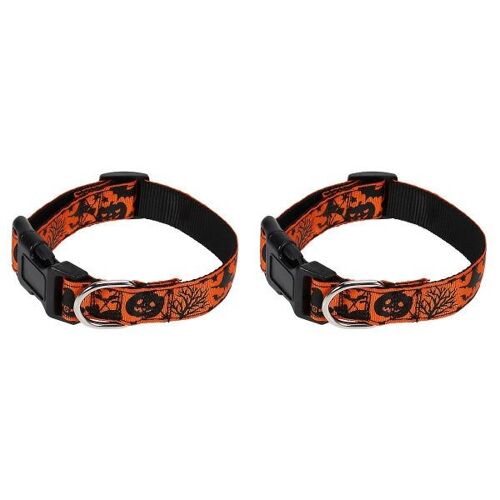 Ensemble De Colliers Pour Animaux De Compagnie Avec Chapeau Citrouille D'halloween - 2 Colliers Réglables En Nylon Pour Chien Et Chat Pour Un Style Festif Et Confortable